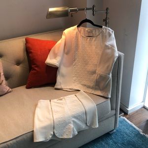 White set of blouse and shorts